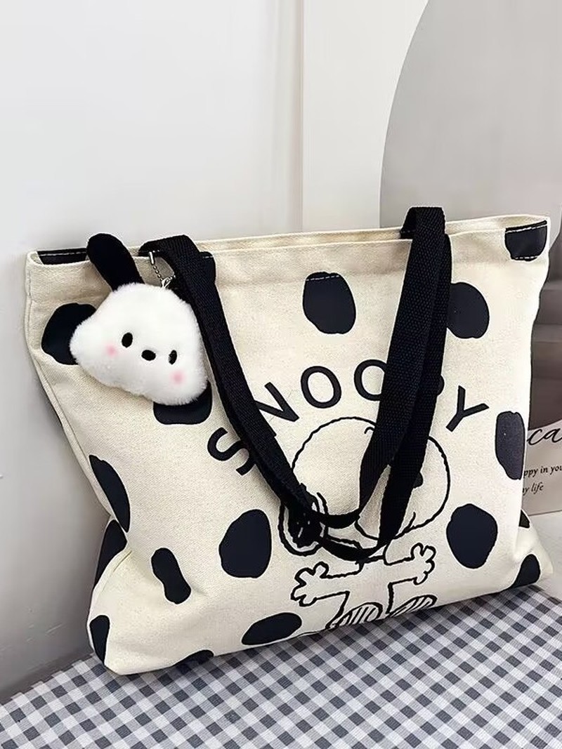 여성용 만화 스누피 캔버스 숄더백 대용량 토트백 학생용 - Anime Tote Bag 리뷰 및 가격